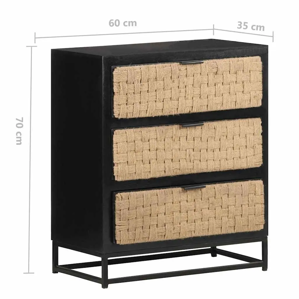 Solid Mango Wood Sideboard with Iron Base