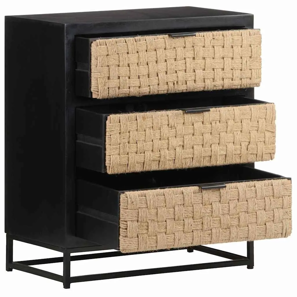 Solid Mango Wood Sideboard with Iron Base