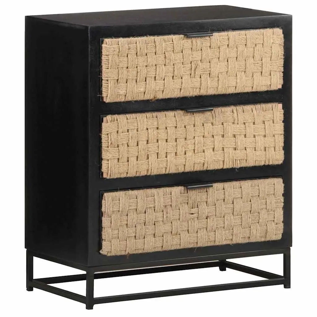 Solid Mango Wood Sideboard with Iron Base