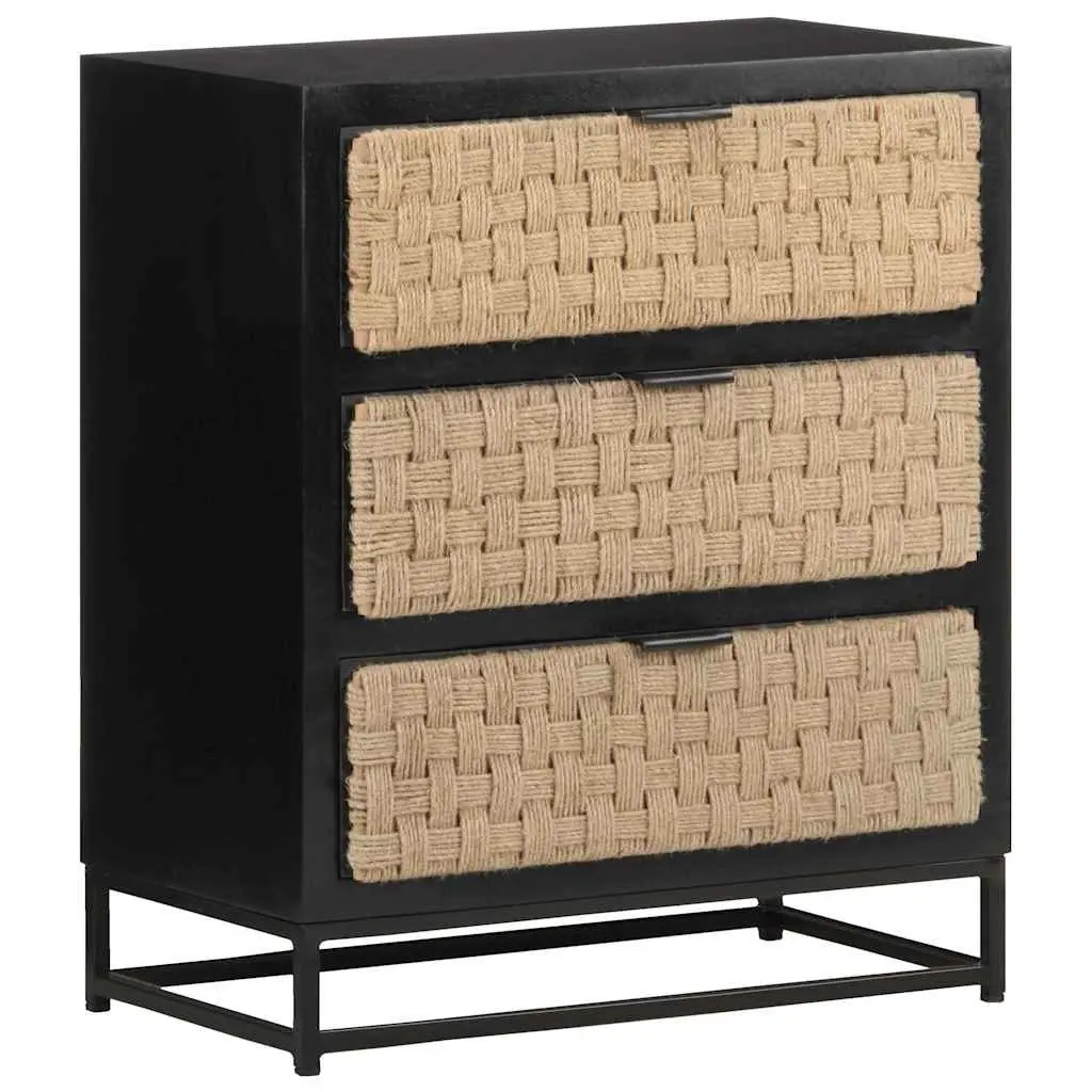 Solid Mango Wood Sideboard with Iron Base