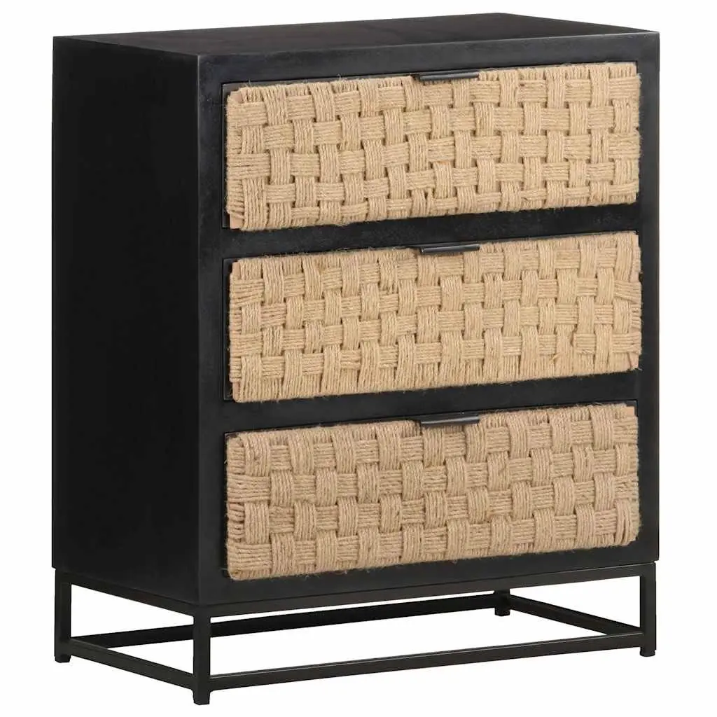 Solid Mango Wood Sideboard with Iron Base