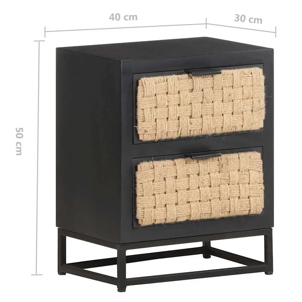 Bedside Cabinet Industrial Style 40x30x50 cm Wood Two Drawer Nightstand