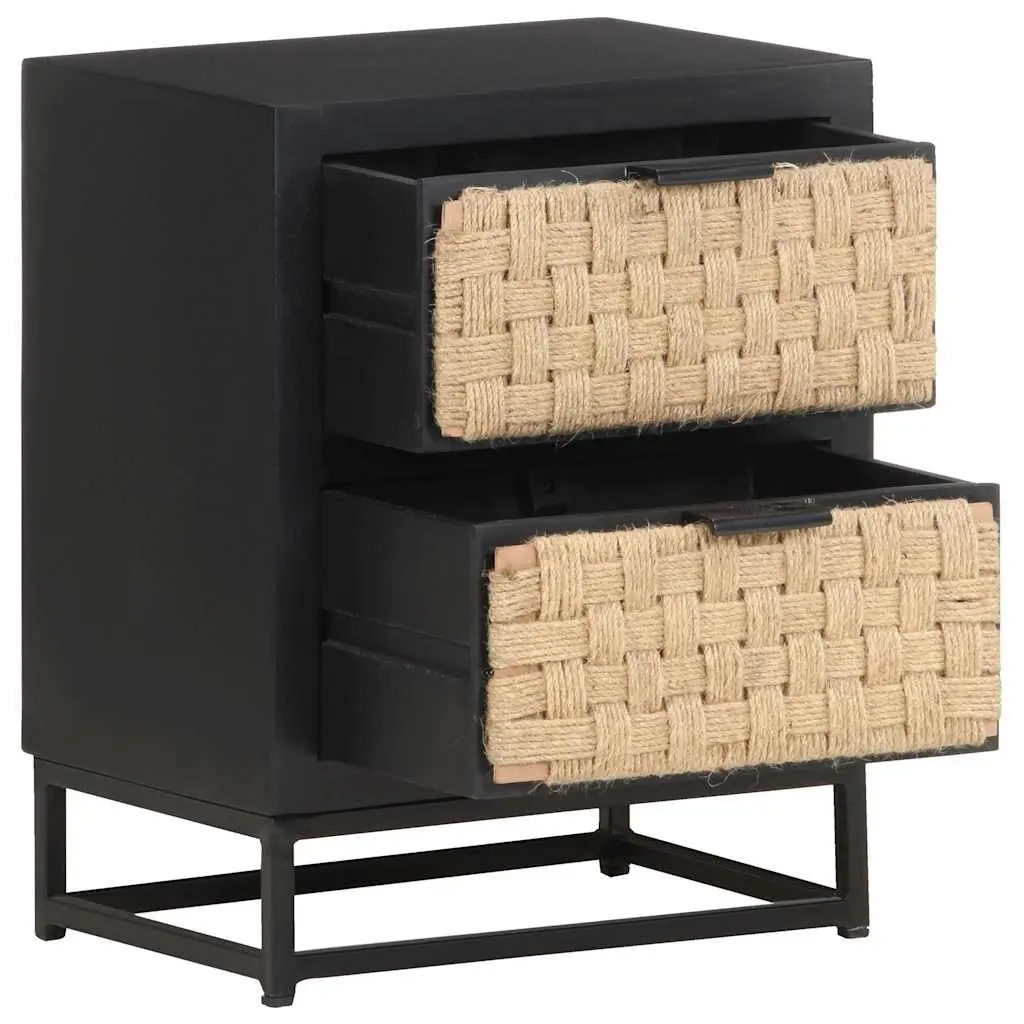 Bedside Cabinet Industrial Style 40x30x50 cm Wood Two Drawer Nightstand