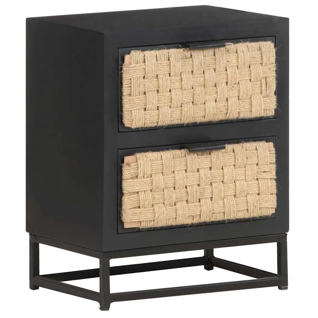 Bedside Cabinet Industrial Style 40x30x50 cm Wood Two Drawer Nightstand