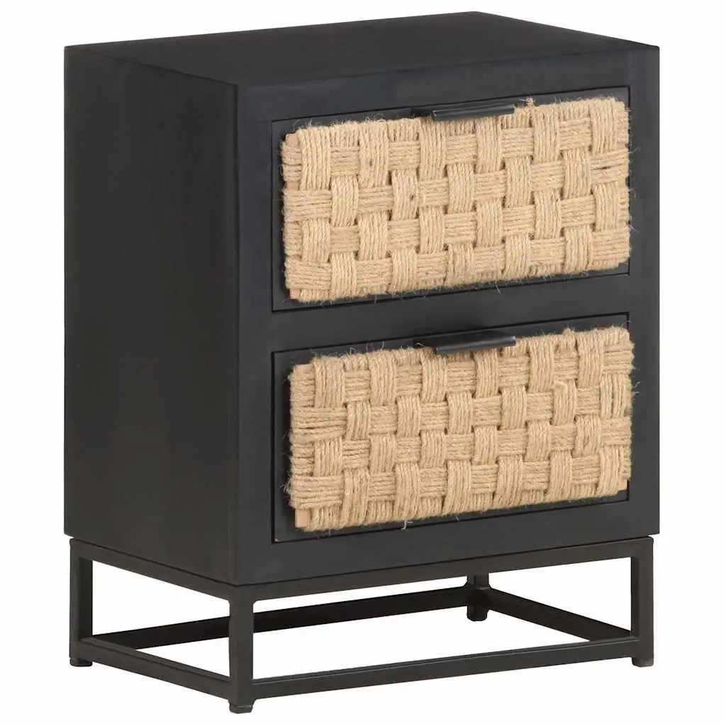 Bedside Cabinet Industrial Style 40x30x50 cm Wood Two Drawer Nightstand