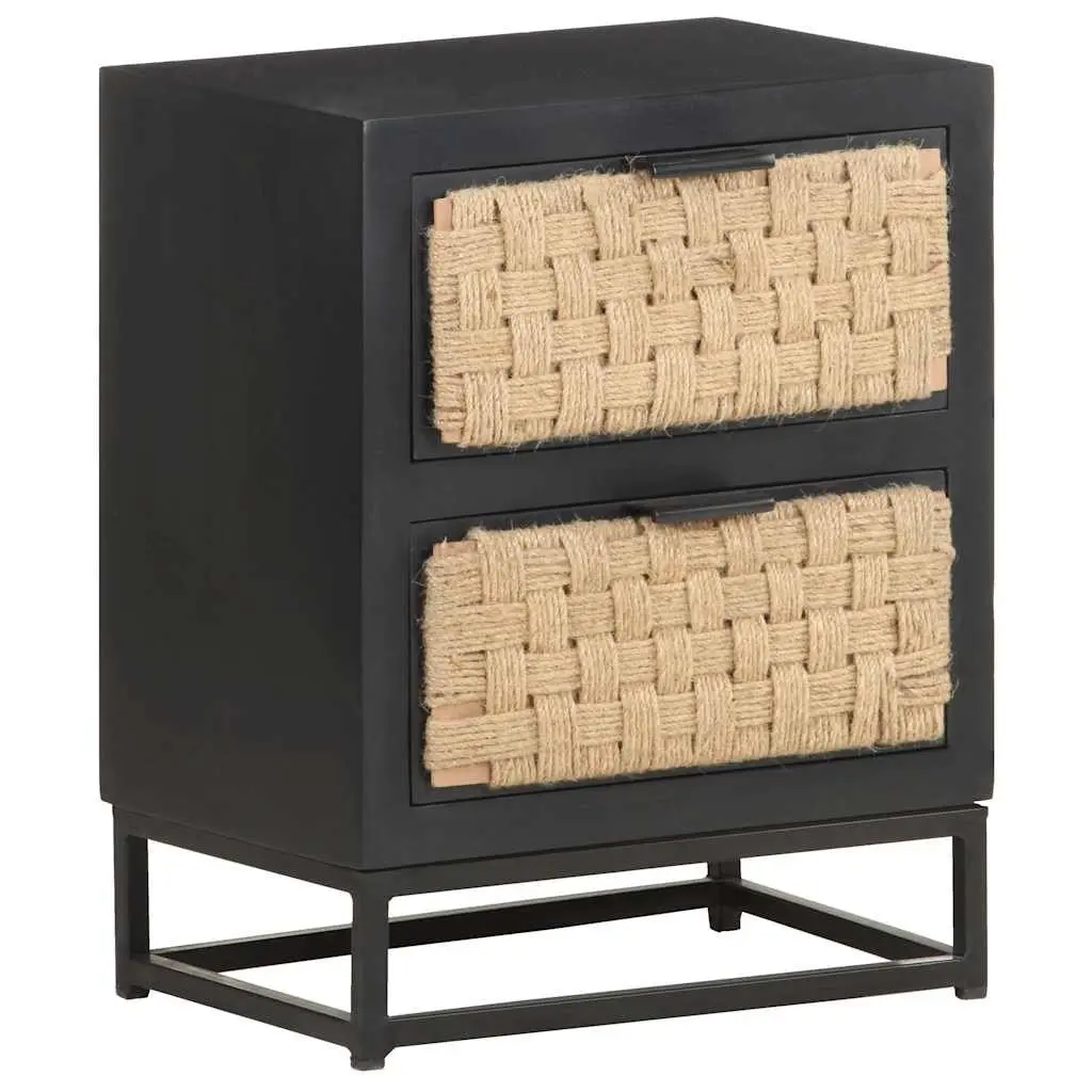 Bedside Cabinet Industrial Style 40x30x50 cm Wood Two Drawer Nightstand