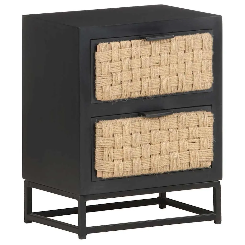 Bedside Cabinet Industrial Style 40x30x50 cm Wood Two Drawer Nightstand