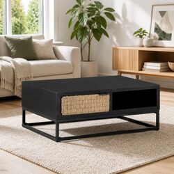 Warm Solid Wood Coffee Table with Storage Compartment