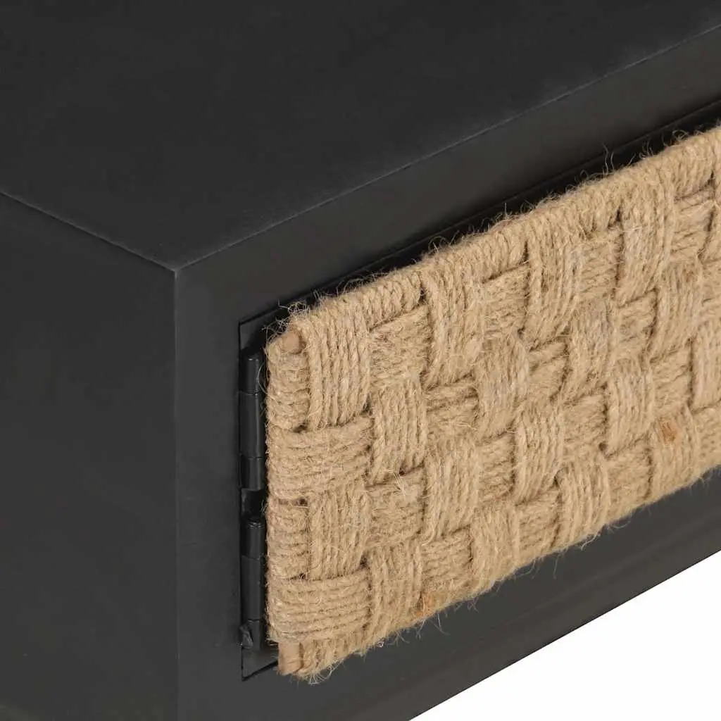 Coffee Table Industrial Black 90x60x35cm Solid Mango Wood with Storage Compartment and Iron Base