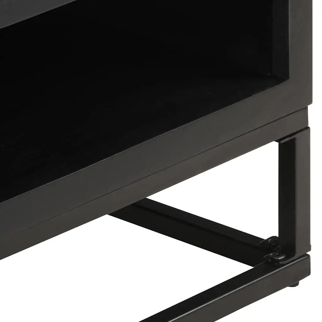 Coffee Table Industrial Black 90x60x35cm Solid Mango Wood with Storage Compartment and Iron Base