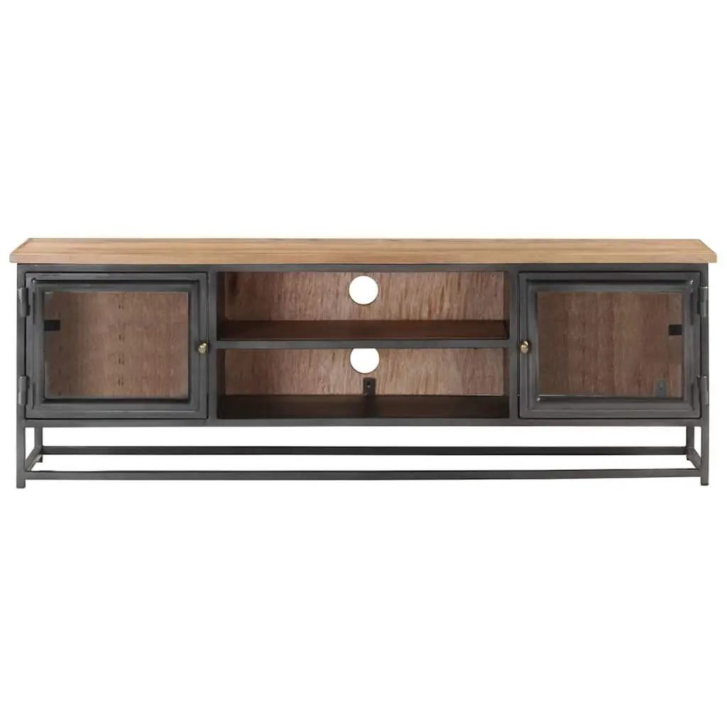 Grey Acacia Wood TV Cabinet 120x30x40cm with Steel Legs