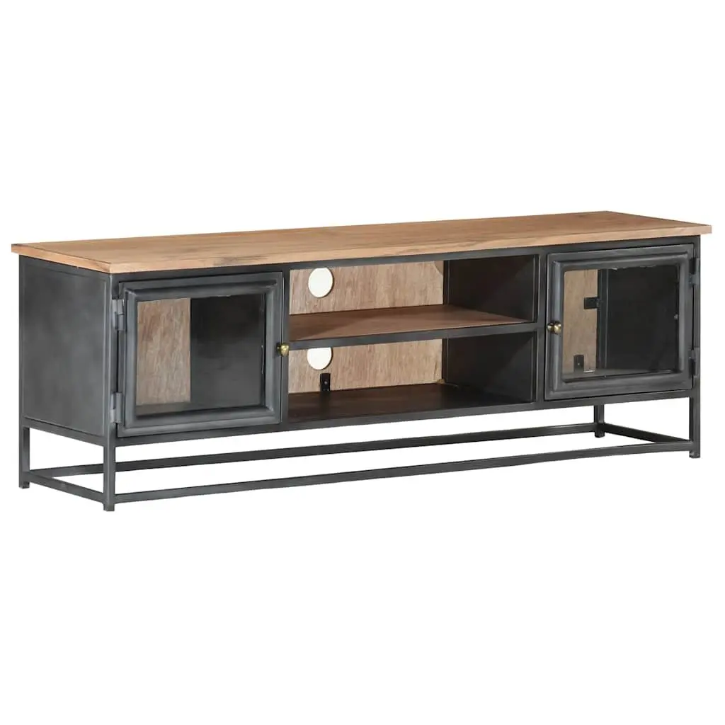 Grey Acacia Wood TV Cabinet 120x30x40cm with Steel Legs