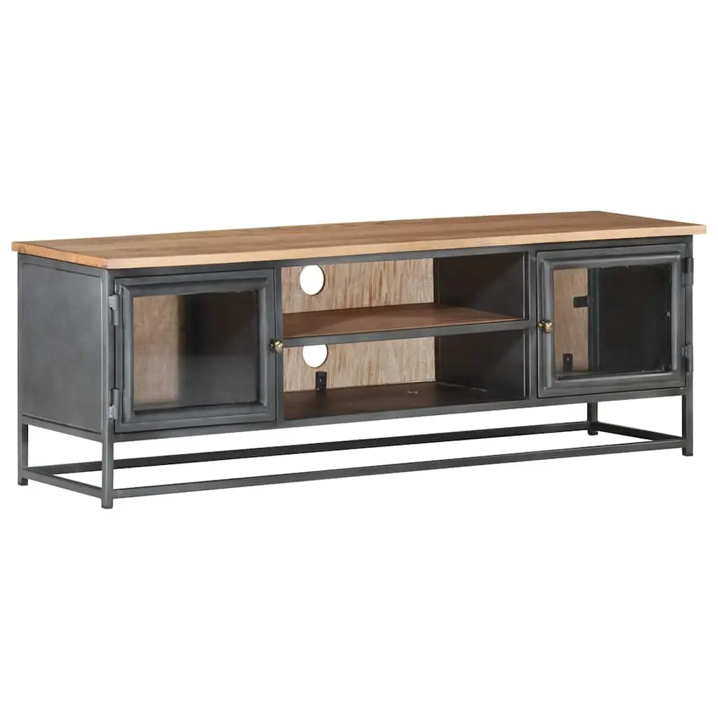 Grey Acacia Wood TV Cabinet 120x30x40cm with Steel Legs