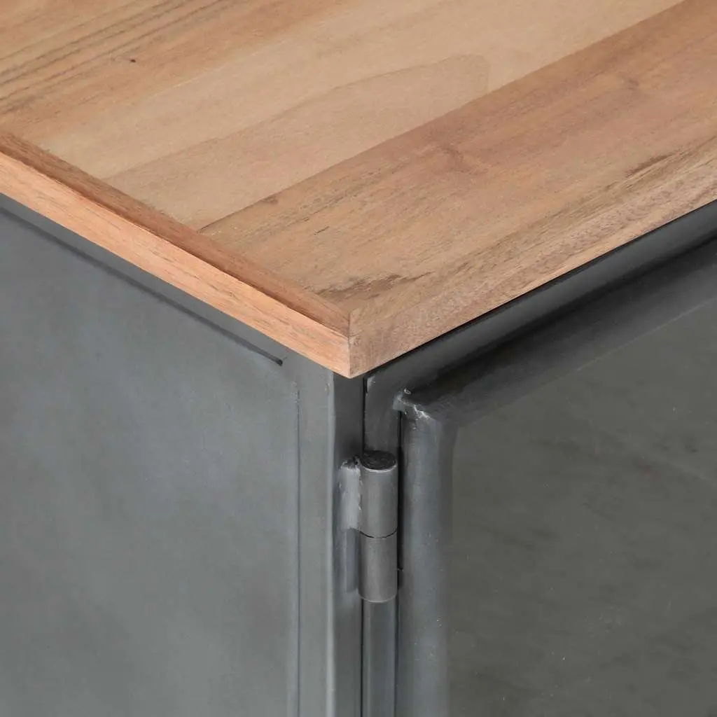 Grey Acacia Wood TV Cabinet 120x30x40cm with Steel Legs