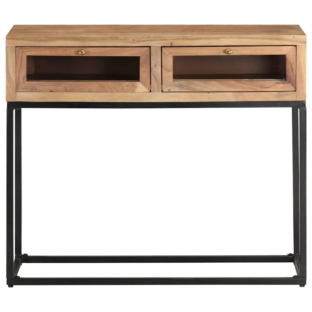 Solid Acacia Wood Console Table with Drawers 90x35x76 cm
