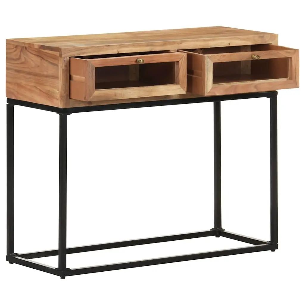 Solid Acacia Wood Console Table with Drawers 90x35x76 cm