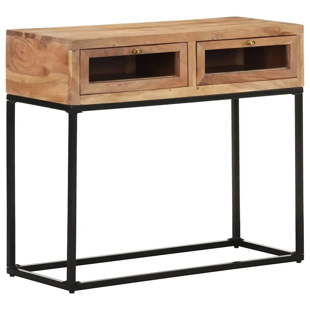 Solid Acacia Wood Console Table with Drawers 90x35x76 cm