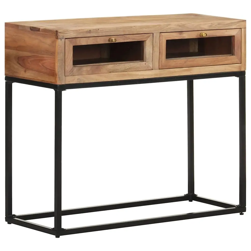 Solid Acacia Wood Console Table with Drawers 90x35x76 cm