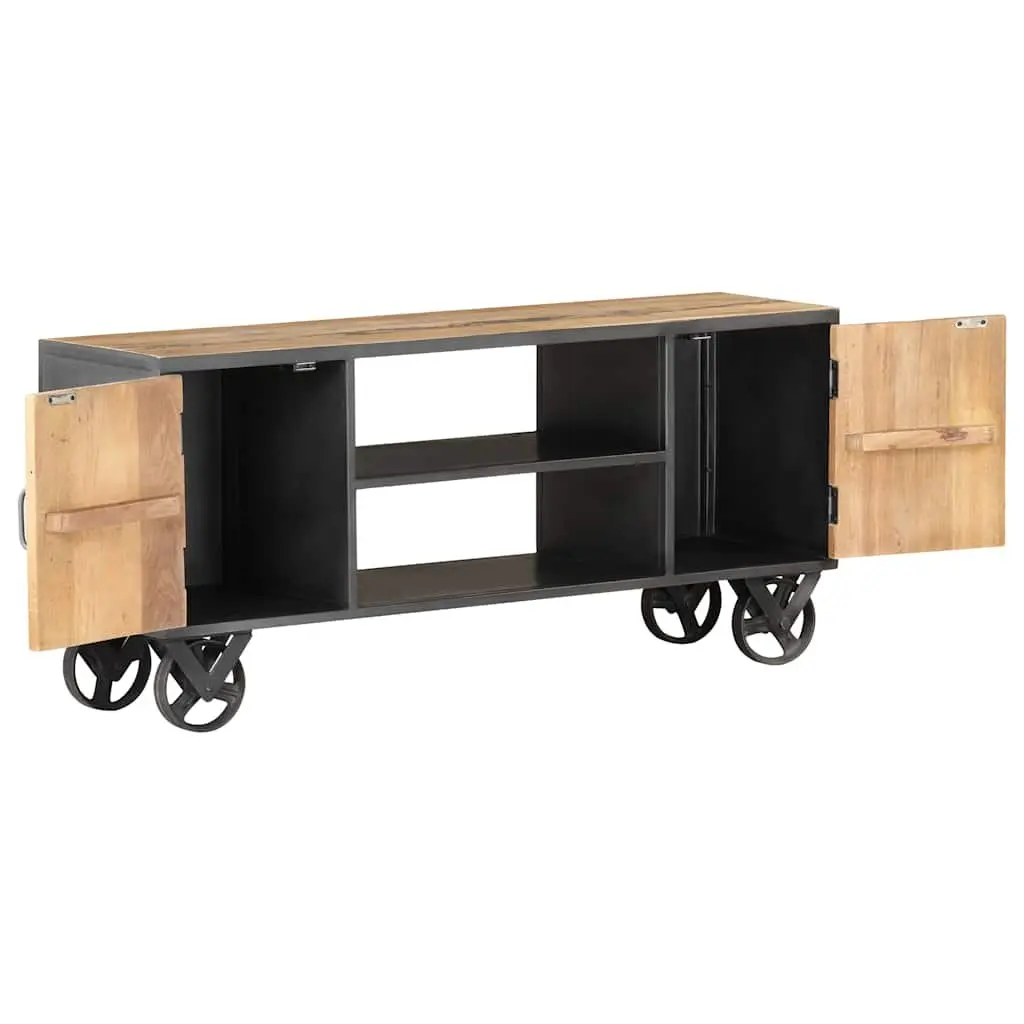 Solid Reclaimed Wood TV Cabinet with Industrial Charm