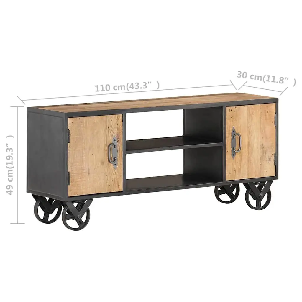 Solid Reclaimed Wood TV Cabinet with Industrial Charm