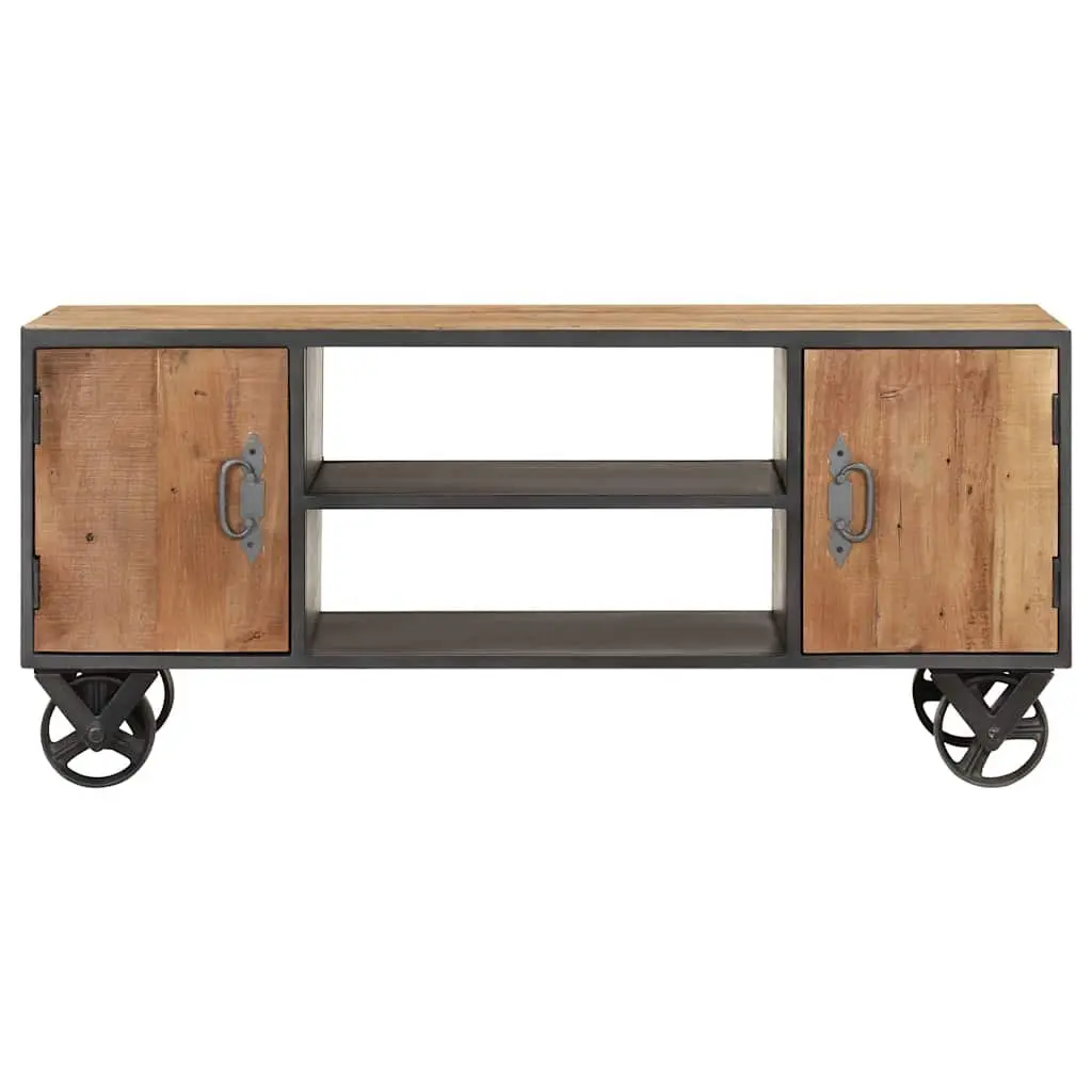 Solid Reclaimed Wood TV Cabinet with Industrial Charm