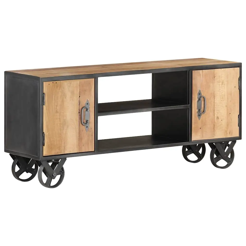 Solid Reclaimed Wood TV Cabinet with Industrial Charm