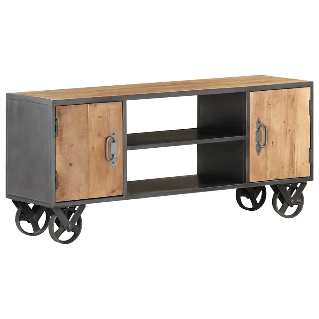 Solid Reclaimed Wood TV Cabinet with Industrial Charm
