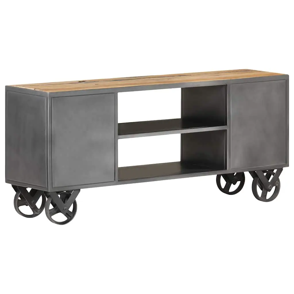 Solid Reclaimed Wood TV Cabinet with Industrial Charm