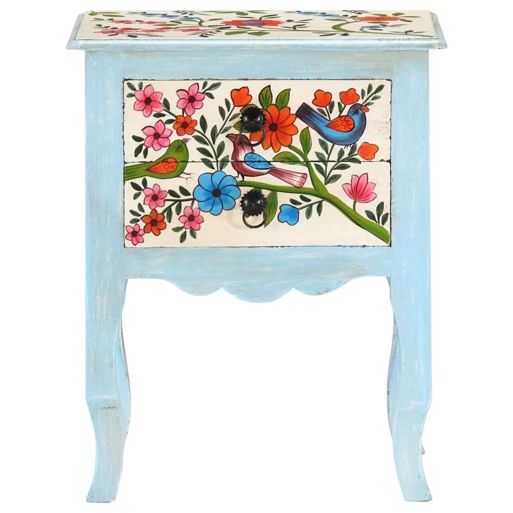 Bedside Cabinet Hand Painted Multicolour 40x30x50cm Solid Mango Wood Nightstand