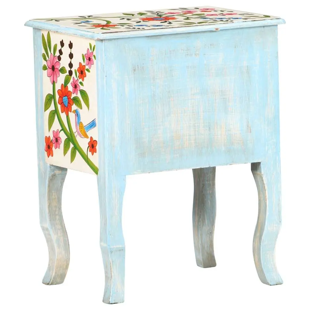 Bedside Cabinet Hand Painted Multicolour 40x30x50cm Solid Mango Wood Nightstand