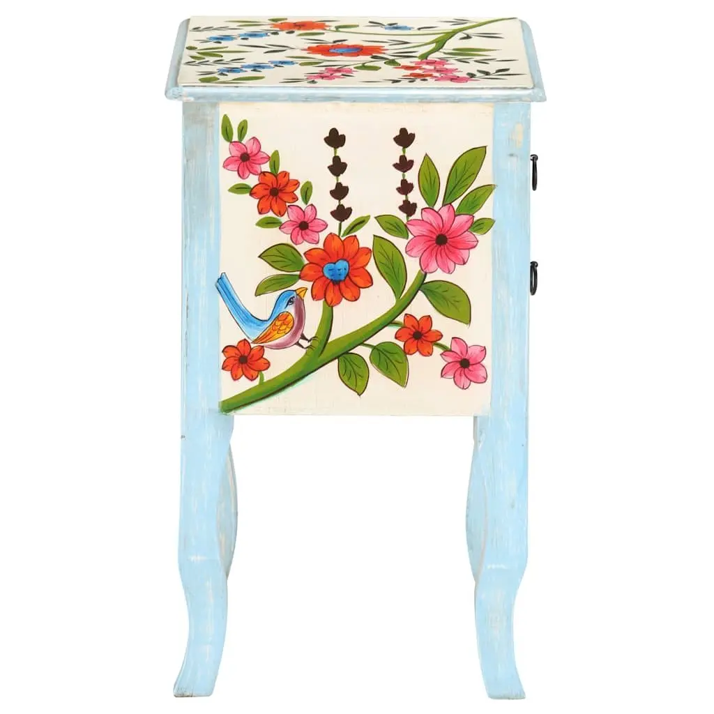 Bedside Cabinet Hand Painted Multicolour 40x30x50cm Solid Mango Wood Nightstand