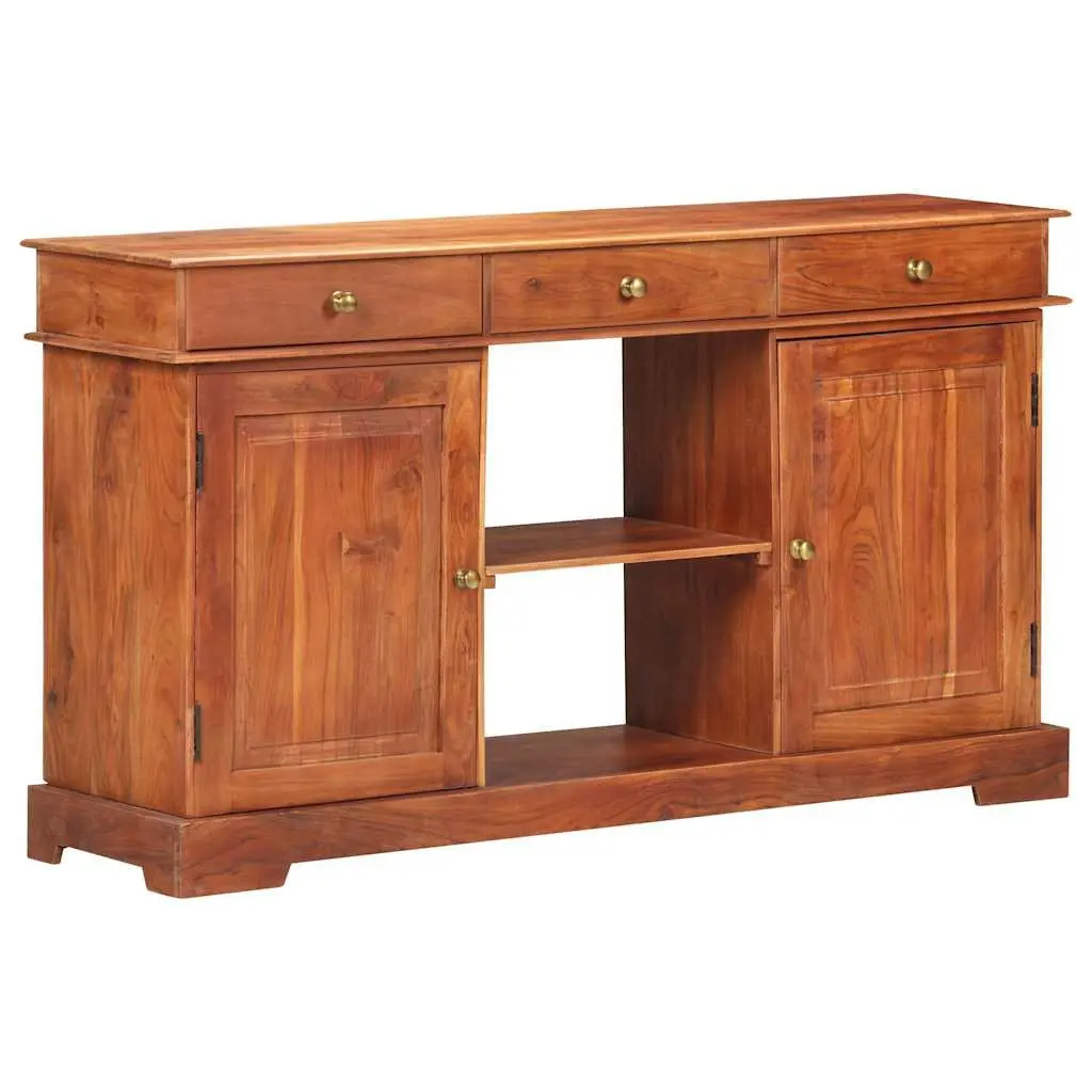 Solid Acacia Wood Sideboard Brown 135x35x75cm Storage Cabinet 2 Doors 3 Drawers