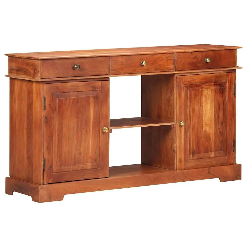 Solid Acacia Wood Sideboard Brown 135x35x75cm Storage Cabinet 2 Doors 3 Drawers