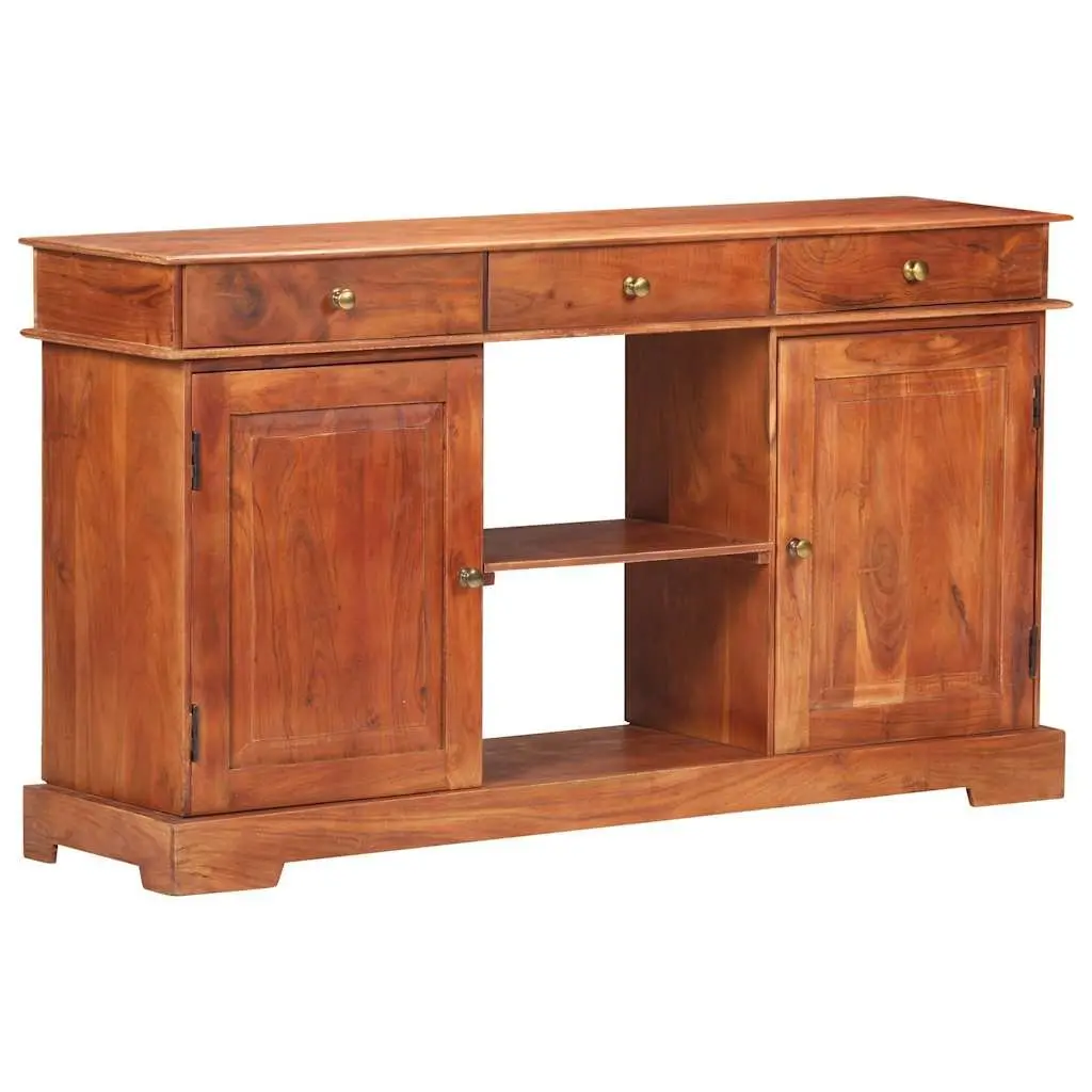Solid Acacia Wood Sideboard Brown 135x35x75cm Storage Cabinet 2 Doors 3 Drawers
