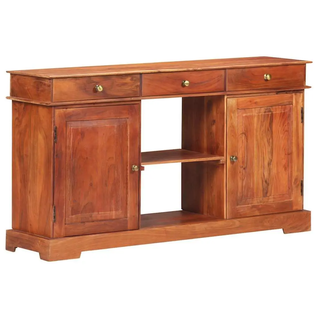 Solid Acacia Wood Sideboard Brown 135x35x75cm Storage Cabinet 2 Doors 3 Drawers