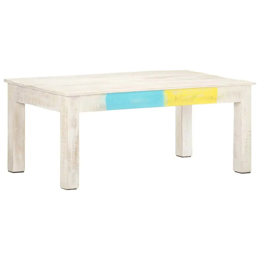 White Coffee Table 110x60x45 cm Solid Mango Wood