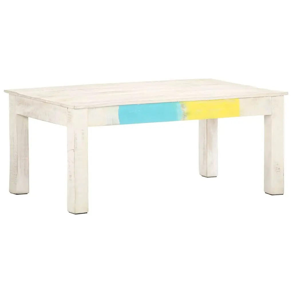 White Coffee Table 110x60x45 cm Solid Mango Wood