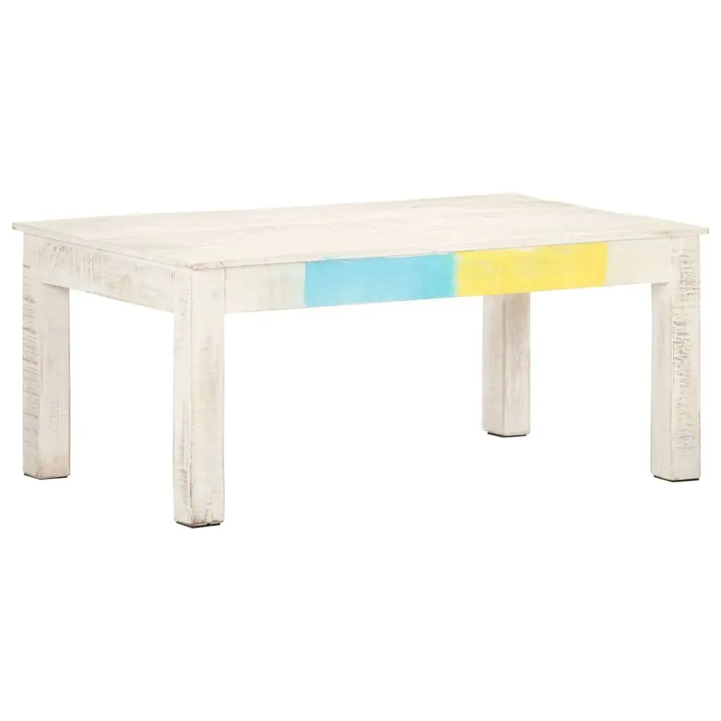 White Coffee Table 110x60x45 cm Solid Mango Wood