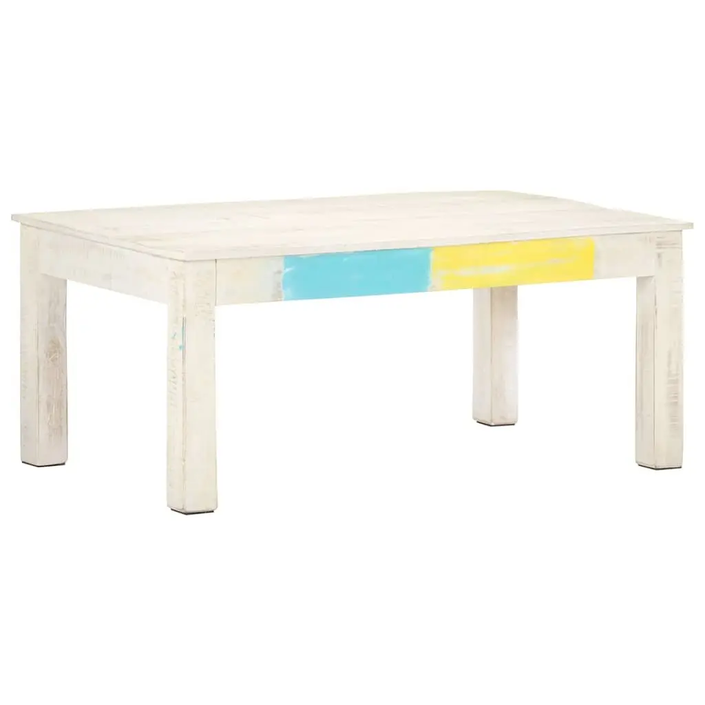 White Coffee Table 110x60x45 cm Solid Mango Wood