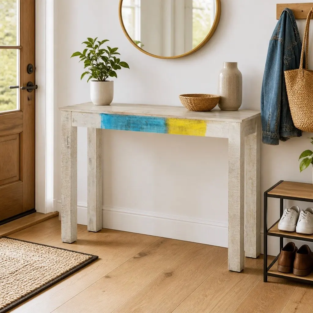 Console Table White 115x35x77cm End Table Wooden Hall Accent Furniture