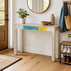 Rustic White Console Table 115x35x77cm for Living Spaces