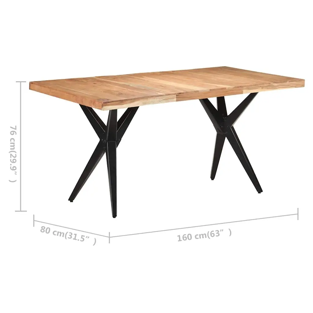 Dining Table Black 160x80x76 cm Solid Acacia Wood