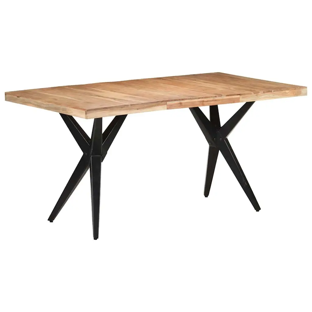 Dining Table Black 160x80x76 cm Solid Acacia Wood