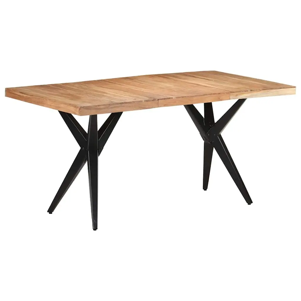 Dining Table Black 160x80x76 cm Solid Acacia Wood