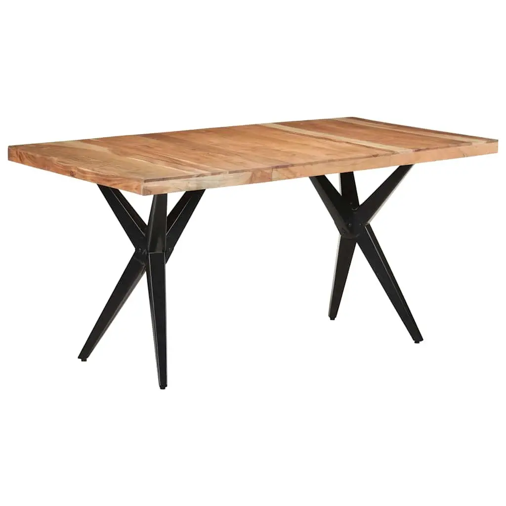 Dining Table Black 160x80x76 cm Solid Acacia Wood