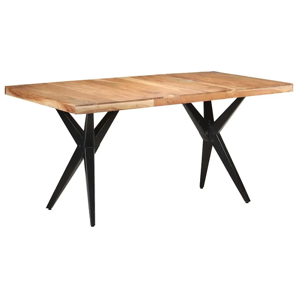 Dining Table Black 160x80x76 cm Solid Acacia Wood