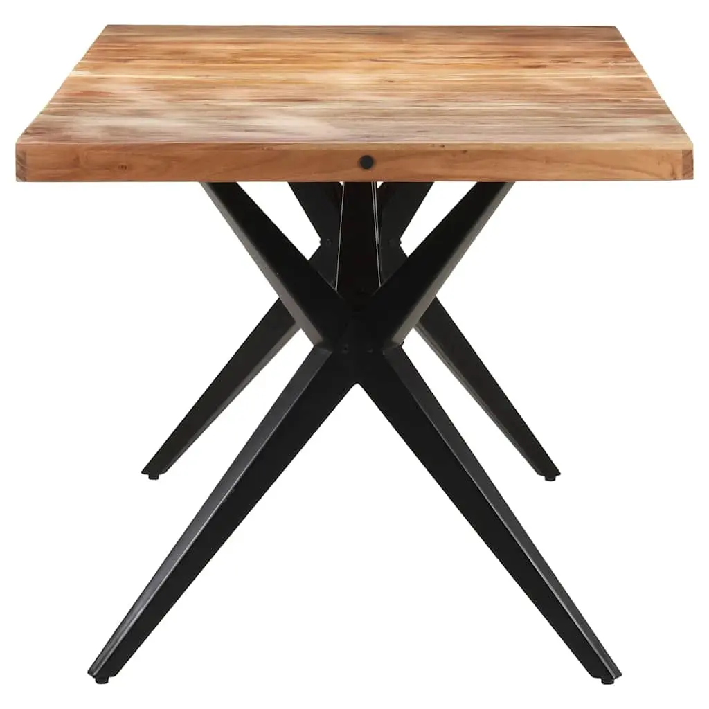 Dining Table Black 160x80x76 cm Solid Acacia Wood