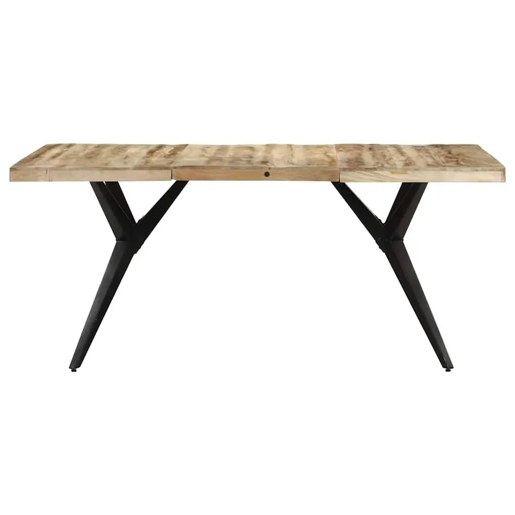 Dining Table 160x80x76 cm Rough Mango Wood Kitchen Room Furniture Brown