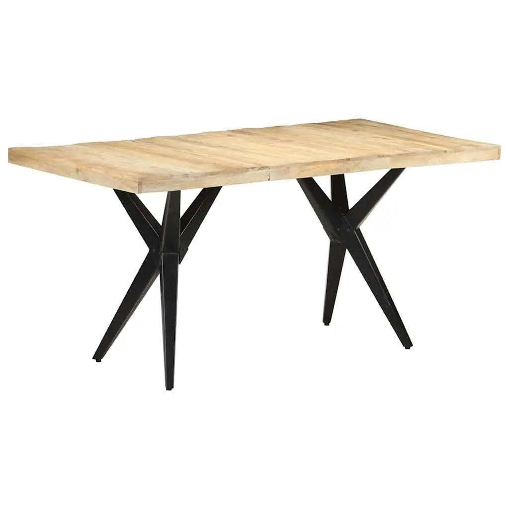 Dining Table 160x80x76 cm Rough Mango Wood Kitchen Room Furniture Brown
