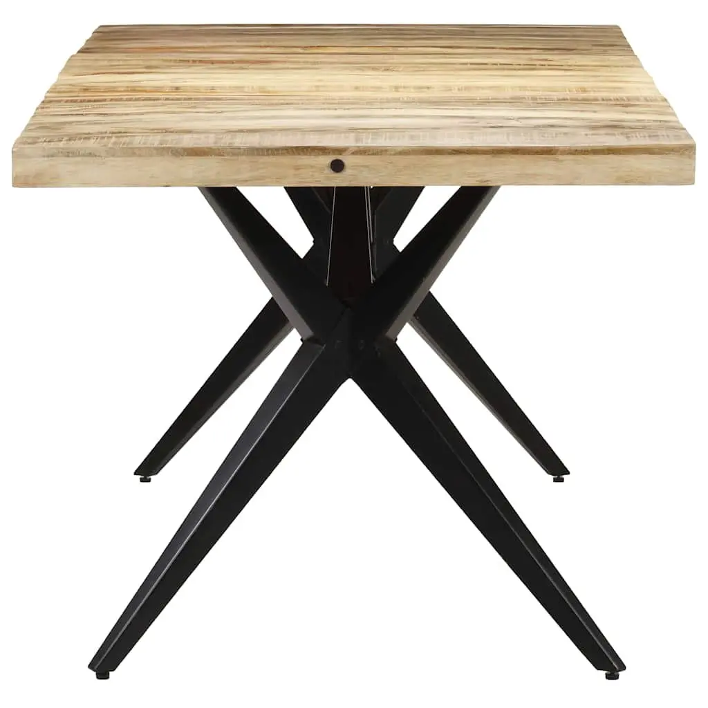 Dining Table 160x80x76 cm Rough Mango Wood Kitchen Room Furniture Brown